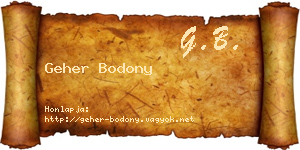 Geher Bodony névjegykártya